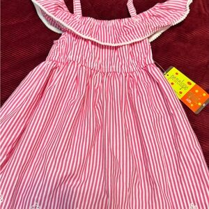 Pink Striped Kids Casual Dress